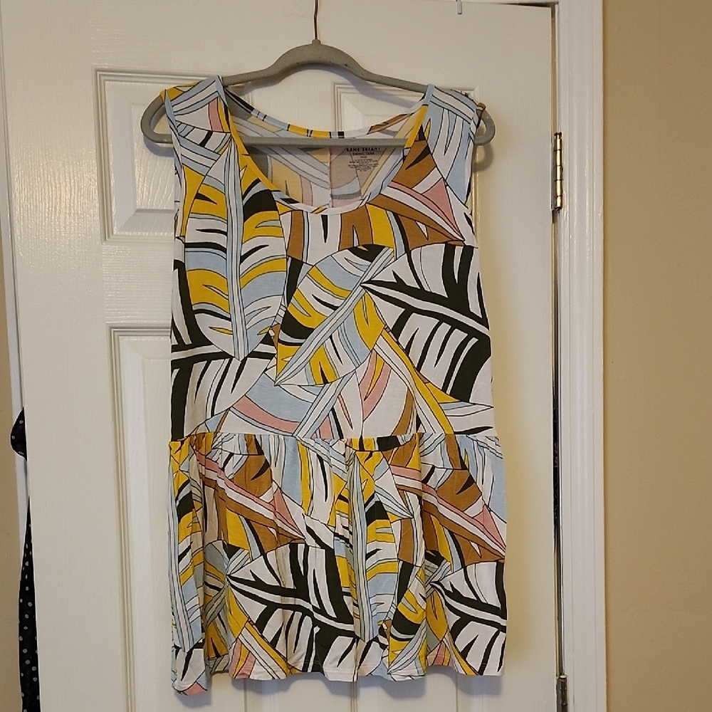 Lane Bryant Pastel Geometric Swing Tank — Blue, Pink, Yellow, Black